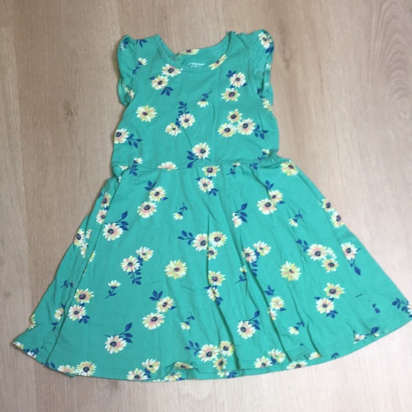 Jumping Beans All Day Play Floral Daisy Green Girl’s 5T Dress - Picture 1 of 4